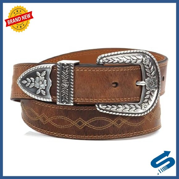 Full-Grain Leather Belt, Tapered Design, Removable Buckle, Western Style - Picture 2 of 8